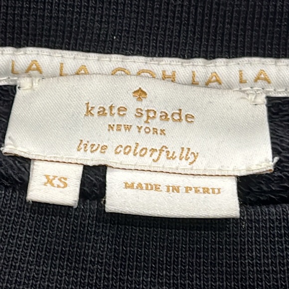 Kate Spade Broome Street Bakery Pink Dot on Black Cotton Terry Sweatshirt XS - Picture 9 of 11